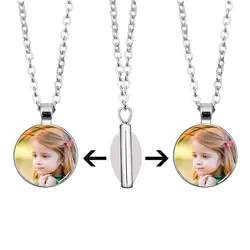 Handmade Double-Sided Custom Pendant Necklace, DIY, criativo, personalidade, fofo, bebê, crianças, família, casal, arte, Crystal Photo, jóias