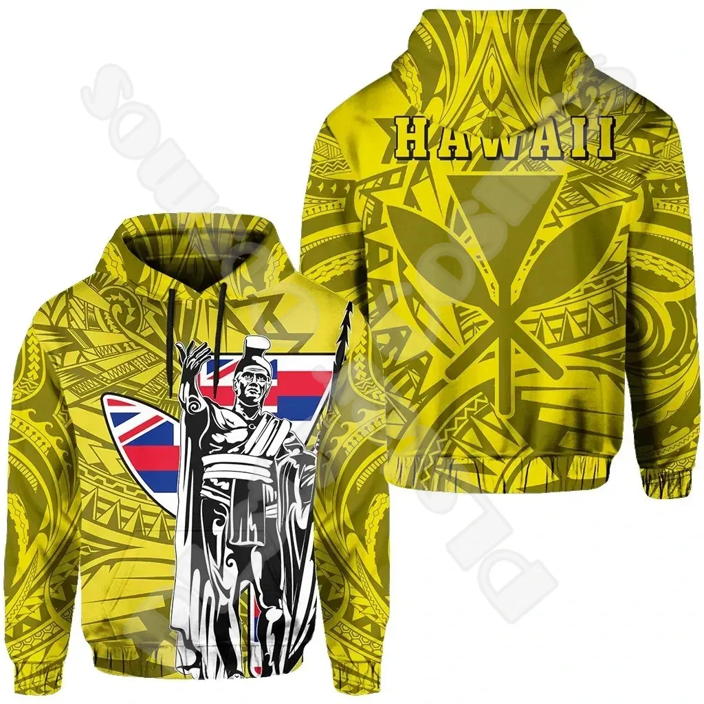 

Polynesian Hawaii King Kamehameha Country Flag Tribe Hawaiian Tattoo Retro Tracksuit Harajuku 3DPrint Casual Jacket Hoodies X27