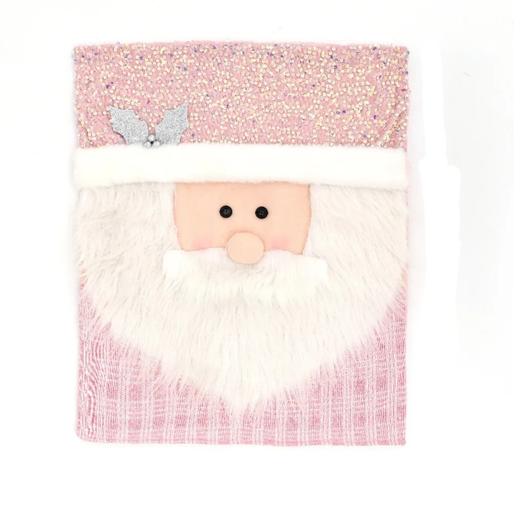 

Simple Snowman Christmas Chair Cover Elk Soft Xmas Dinner Chair Seat Cover Stretch Pink Festival Table Decor Dress-up Props