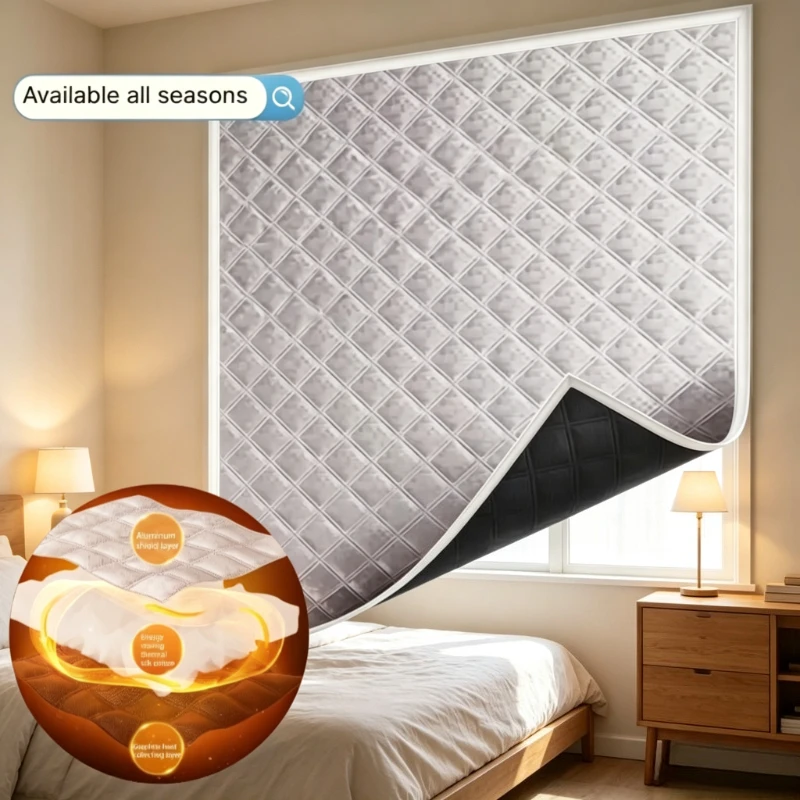 Winter Draft-Blocking Curtain, Easy Install Thermal Panel to Help Retain Heat
