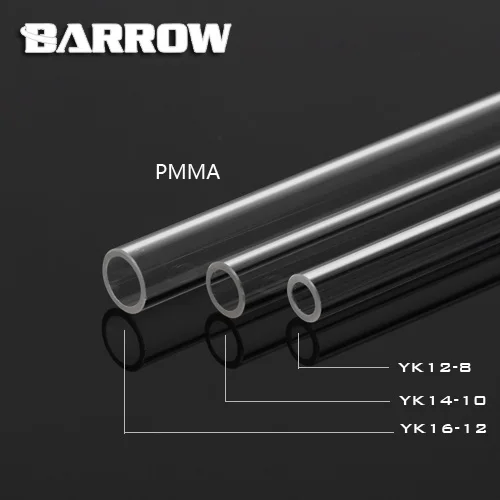 BARROW Clear Acrylic Water Cooling Hard Tube OD12MM,OD14MM,OD16MM, 500MM Length,YK16-12,YK14-10,YK12-8