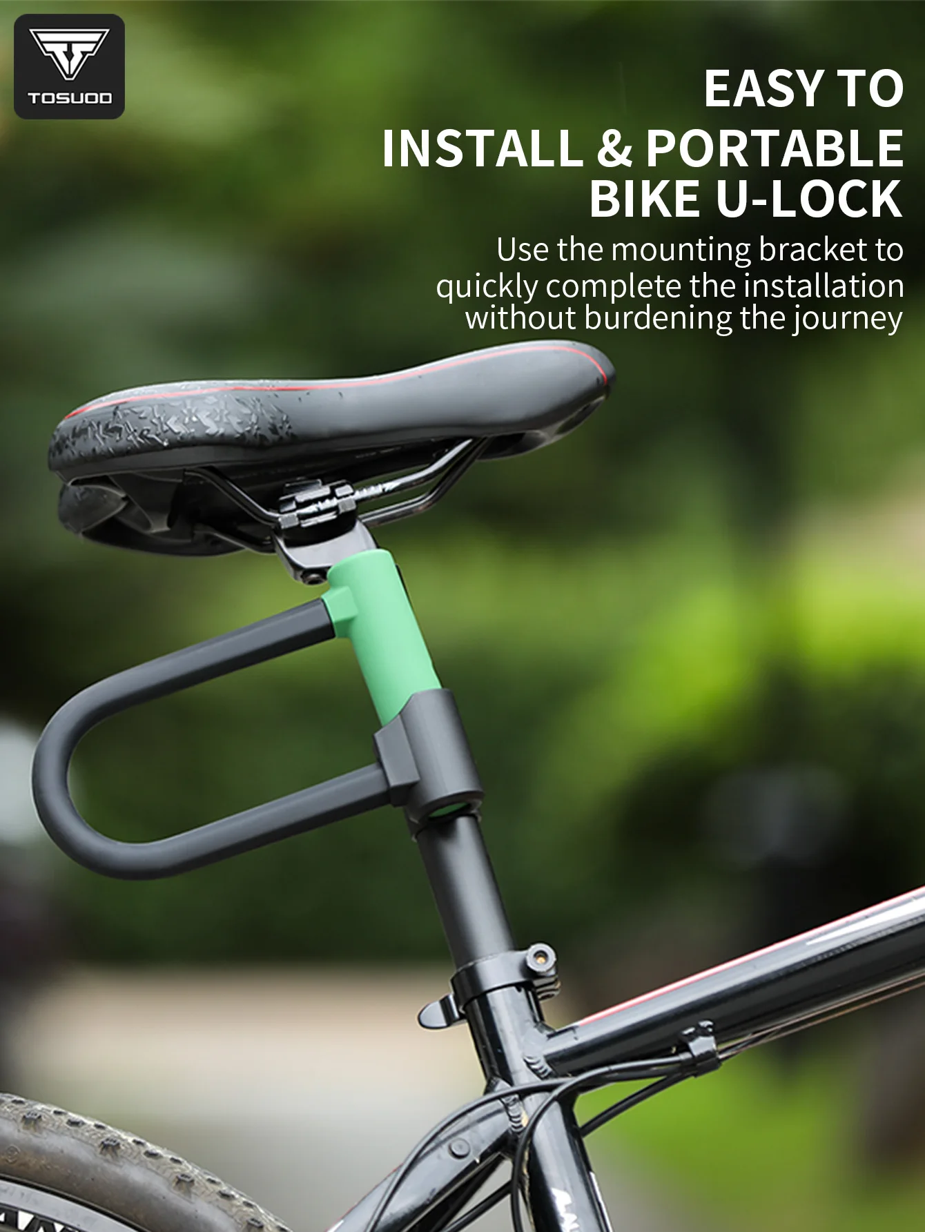 

Tosuod Heavy-Duty Bike U-Lock, корпус из легированной стали, закаленный бором (очень толстый), цилиндр с защитой от сверления из цинкового сплава, устойчивый к порезам силикон