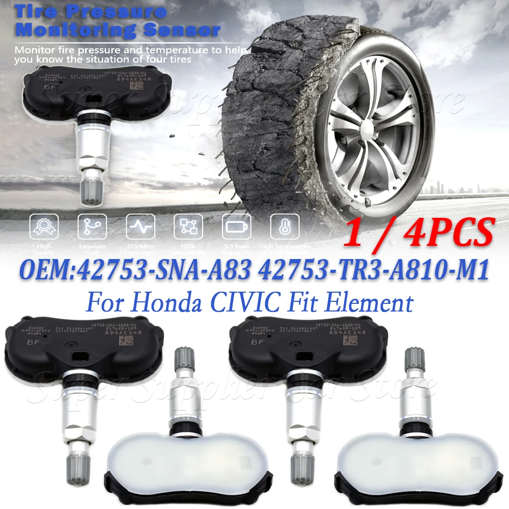 

Для Acura CSX Honda Odyssey Insight Fit Element Civic TPMS 315 МГц Датчик контроля давления в шинах 42753-SNA-A830-M1 42753-SNA-A83