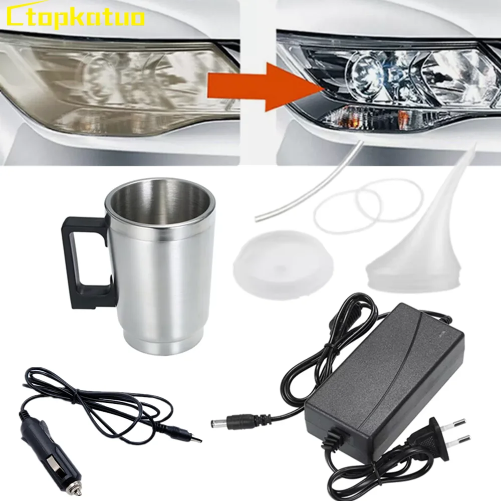 Ctopkatuo Car Headlight Refurbished Polish Tool Electrical Heating Cup Set Automotive Headlamp polymer mug Care Tool