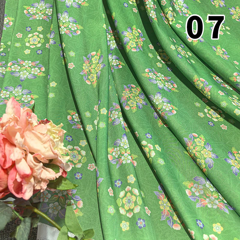 100X150CM Tang Dynasty Ancient Style Group Flower Printing Fabric DIY Sewing Hanfu Dress Stage Costume Crafts Fabric