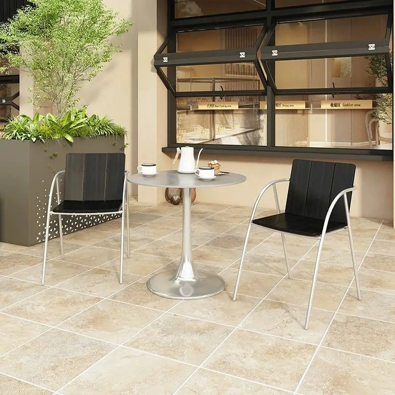 

Modern Iron Art Milk Tea Shop Cafe Guesthouse Restaurant Outdoor Table and Chair Combination Balcony Courtyard High-grade