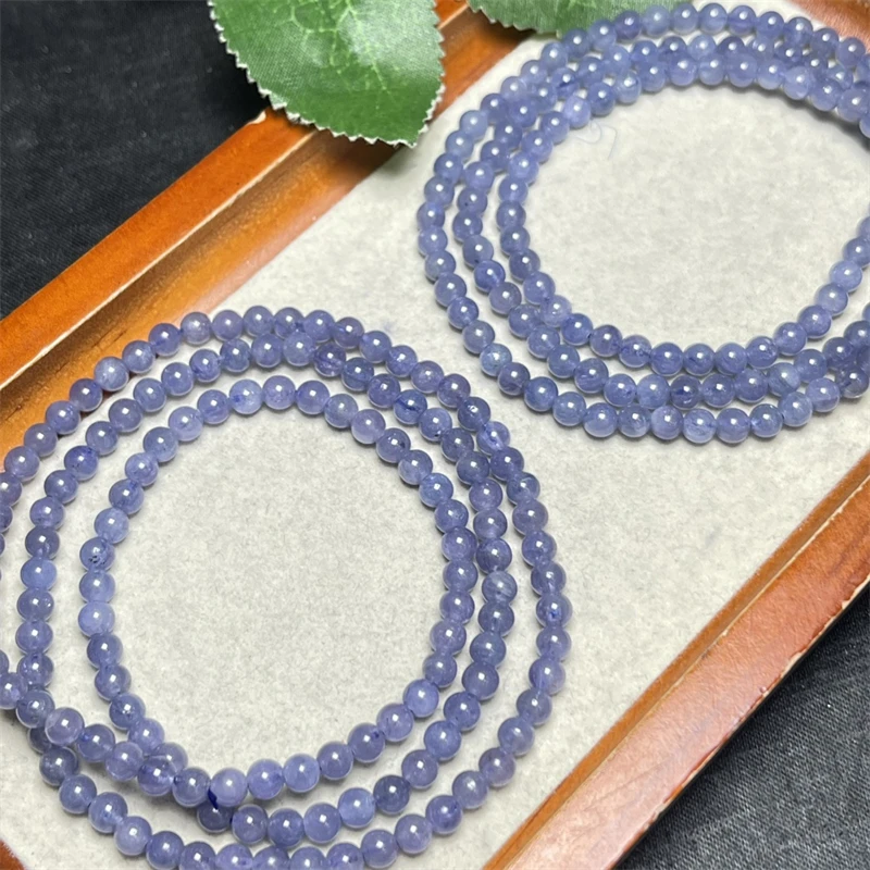 4MM Natural Tanzanite Triple Circle Bracelet Handmade Fortune Energy Bangle Mineral Woman Amulet Jewelry Gift 1PCS