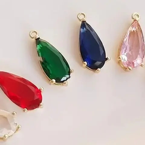 14K Gold-Plated Zircon Long Drop Pendant Handmade DIY Jewelry Kit - Create Unique Necklace Bracelet & Earrings Set