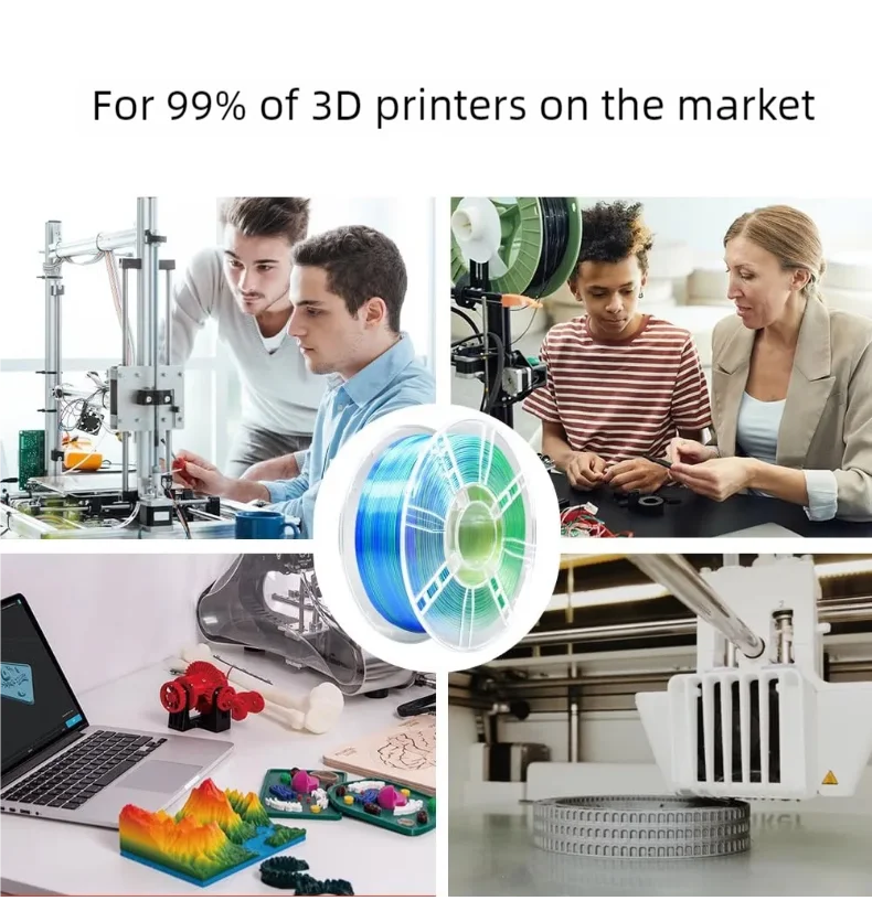 1 kg 3D-Drucker-Seidenfilament 1,75 mm, mehrfarbig, seidenartige Textur, glatter Farbverlaufseffekt, PLA-Material, FDM-Drucker-Verbrauchsmaterial – Detail 13