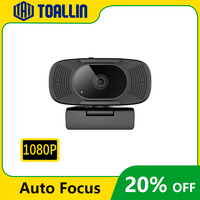 TOALLIN PC Webcam 1080P 30fps Auto-Focus Web Cam Dual Mics FOV 90° Computer USB Camera No Optical Distortion for Conferencing