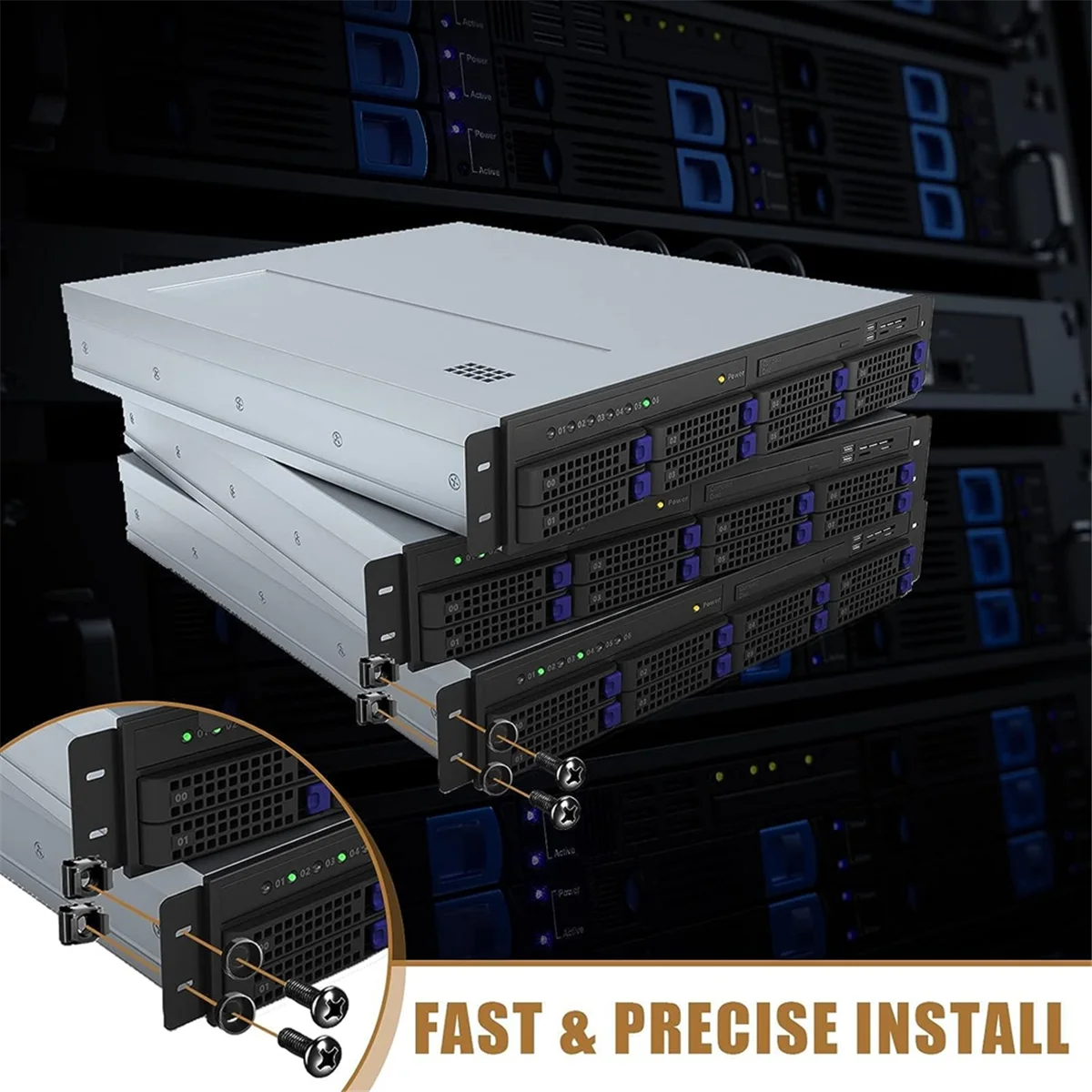 Computador Rack Mount Cage Parafusos e Anilhas, Rack Mount, Gabinete de Servidor, M6 x 16mm, 50pcs