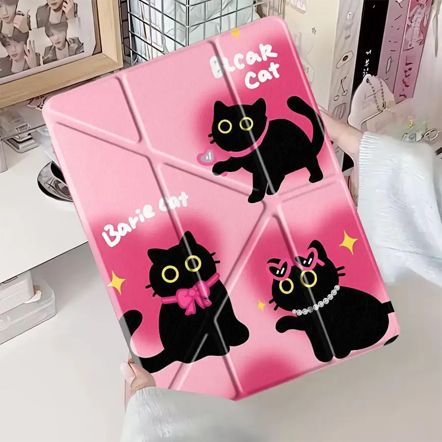 

Чехол для планшета iPad Mini 6 7 Pro 2025 Pro 11th 10th 9th 8th 7th 12.9inch Air 4 5 M3 M2 1 2 M4 11inch с подставкой, милый, черный