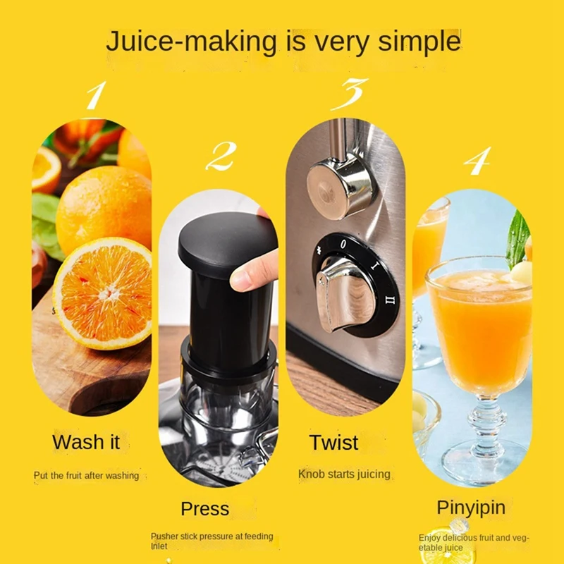 Stainless Steel Juicer Machine 400W Whole Fruit Vegetable Centrifugal Juice Extractor Automatic Pulp Ejection-EU Plug