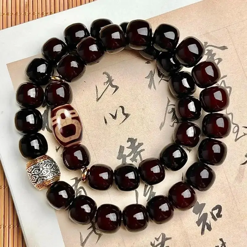 

Новая мягкая сердцевидная старая ингредиентная строка Бодхи для мужчин, стиль Бога, двойная круглая пластина, игра с бисером Бодхи, ювелирные изделия