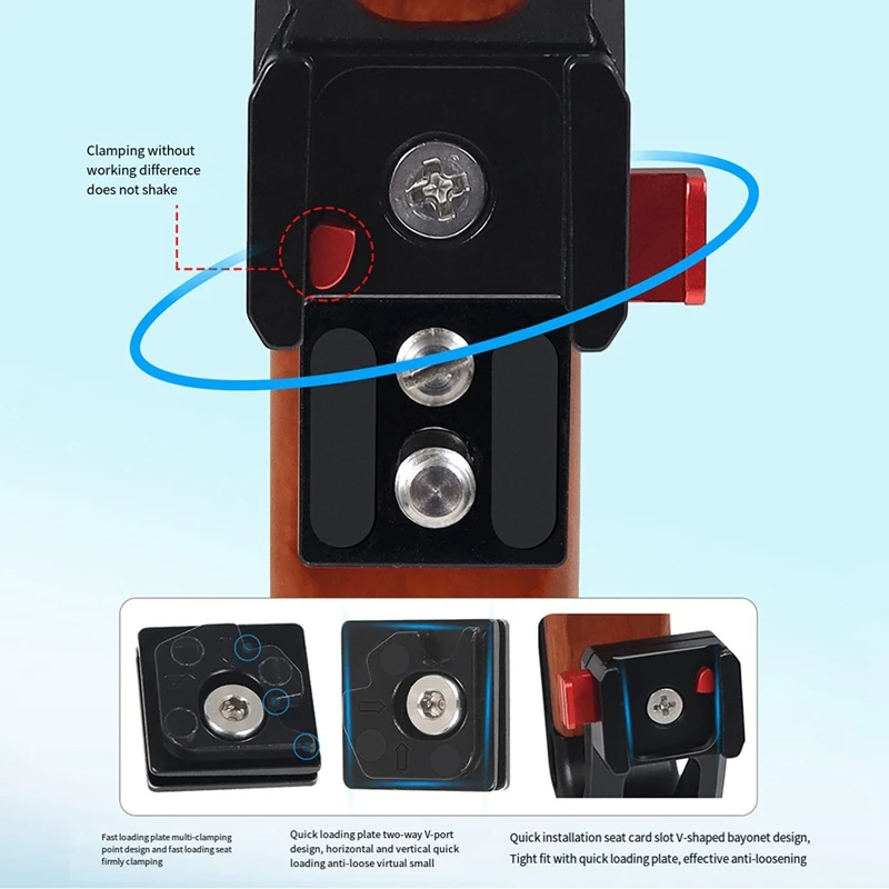 ด้ามจับอเนกประสงค์สำหรับพกพาบนสำหรับถ่ายภาพ1ชุด1/4การขยายตำแหน่ง
