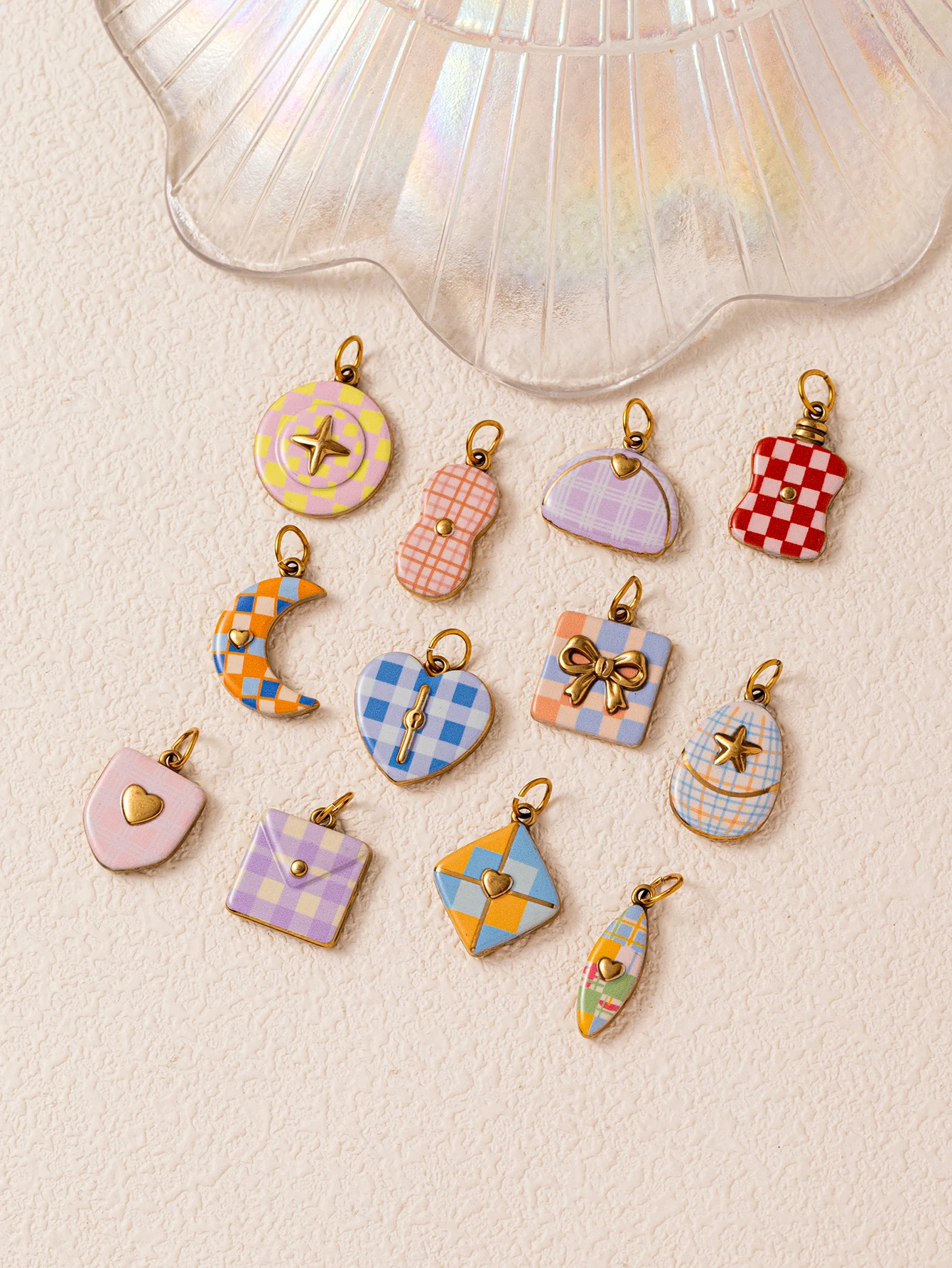 316 Edelstahl Wasserdicht Farbbeständig Einfacher Neuer Schleifen-Mond-Kürbis-Muschel-Anhänger DIY Charms Schmuckherstellung – Detail 3