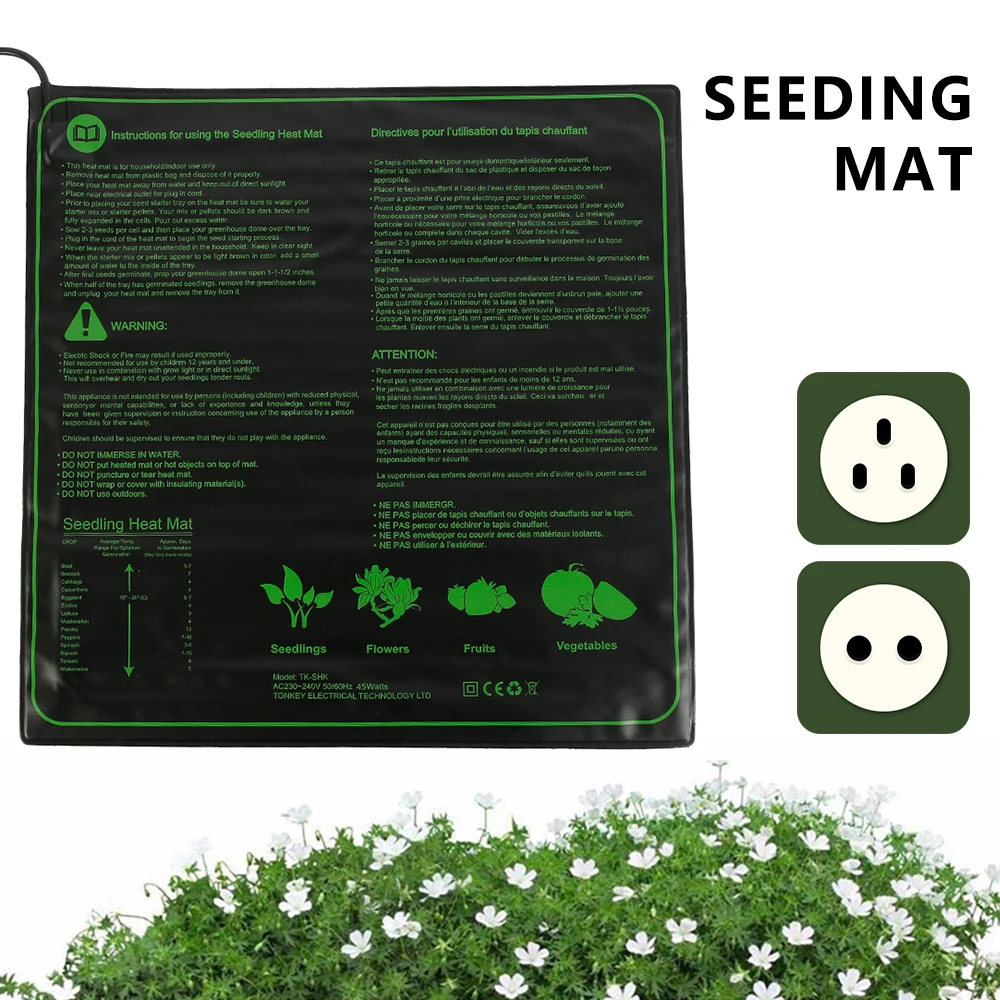 

45W Seedling Heat Mat Waterproof Seed Starting Heating Pad Warm Hydroponic Heating Pad Germination Station Heat Mat 50.8x50.8cm