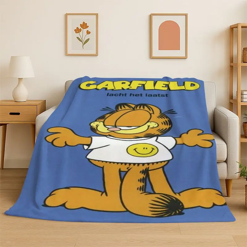 Funny G-Garfield Cartoon Cat Flannel Blanket,Ultra Soft Warm Plush Throw for Home Bedroom Bed Sofa Cover Office Camping Picnic