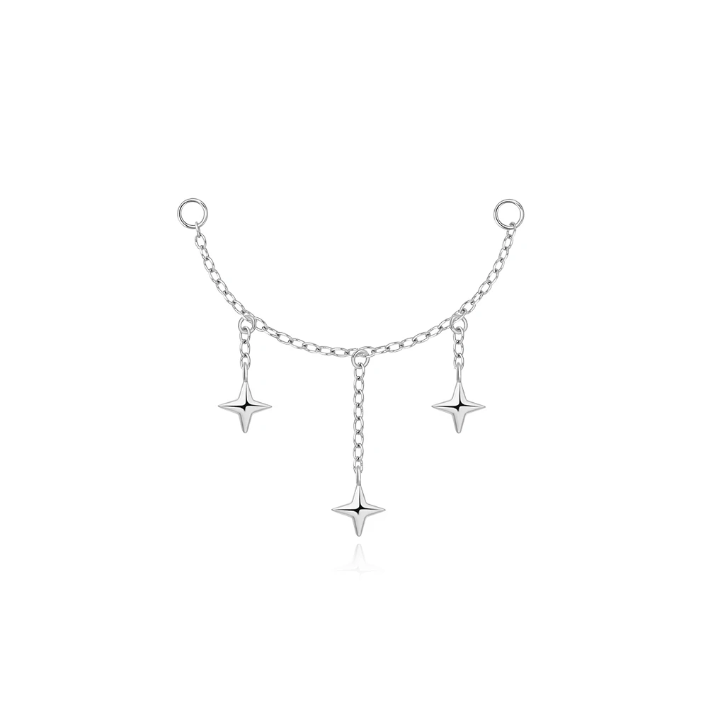 AIDE 925 Sterling Silber Kite Stone Zirkon Flachkopf-Innengewinde-Piercing für Damen, Sternkette, Quasten-Accessoires, Schmuck