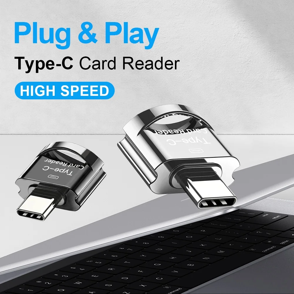 Adaptador USB Tipo C Portátil para Micro-SD TF, Leitor de Cartão de Memória Inteligente USB 3.0, Leitor de Cartão OTG para Laptops e Macbook Air