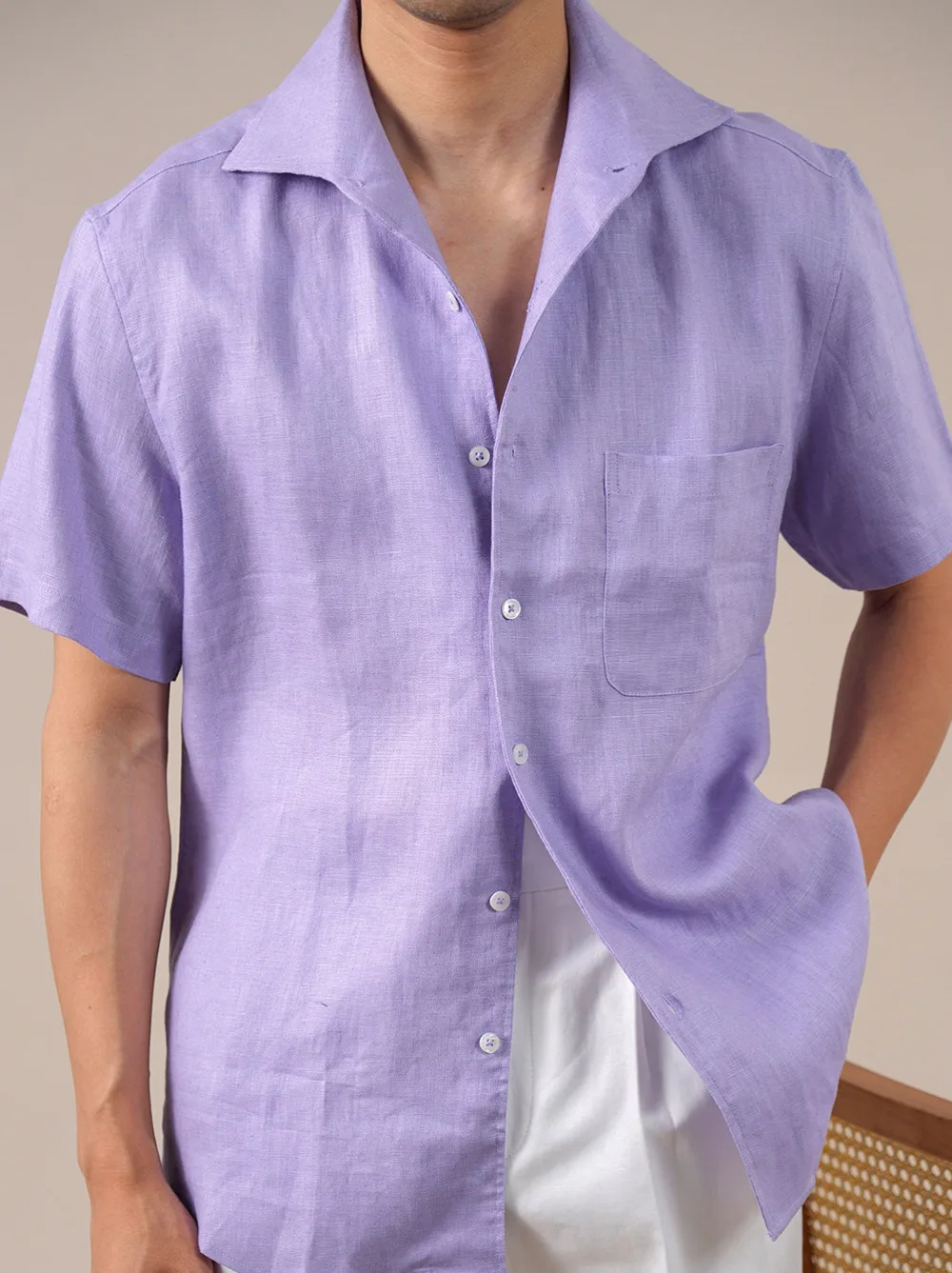 

Italian Pure Linen One-piece Collar Shirt For Men Summer Business Casual Shirt Camisa Masculina Social Designer Club Shirt