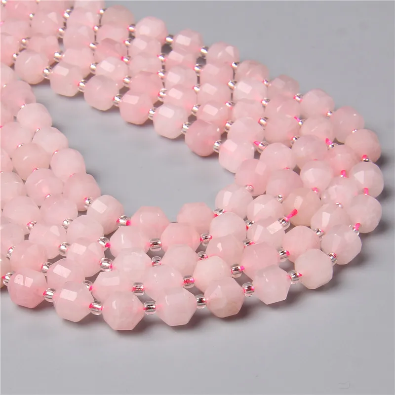 100% Natural Rose Quartzs Stone Beads Faceted Loose Stone Beads for Jewelry Making DIY Good-looking Handmade Bracelet