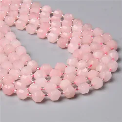 100% Natural Rose Quartzs Stone Beads Faceted Loose Stone Beads for Jewelry Making DIY Good-looking Handmade Bracelet