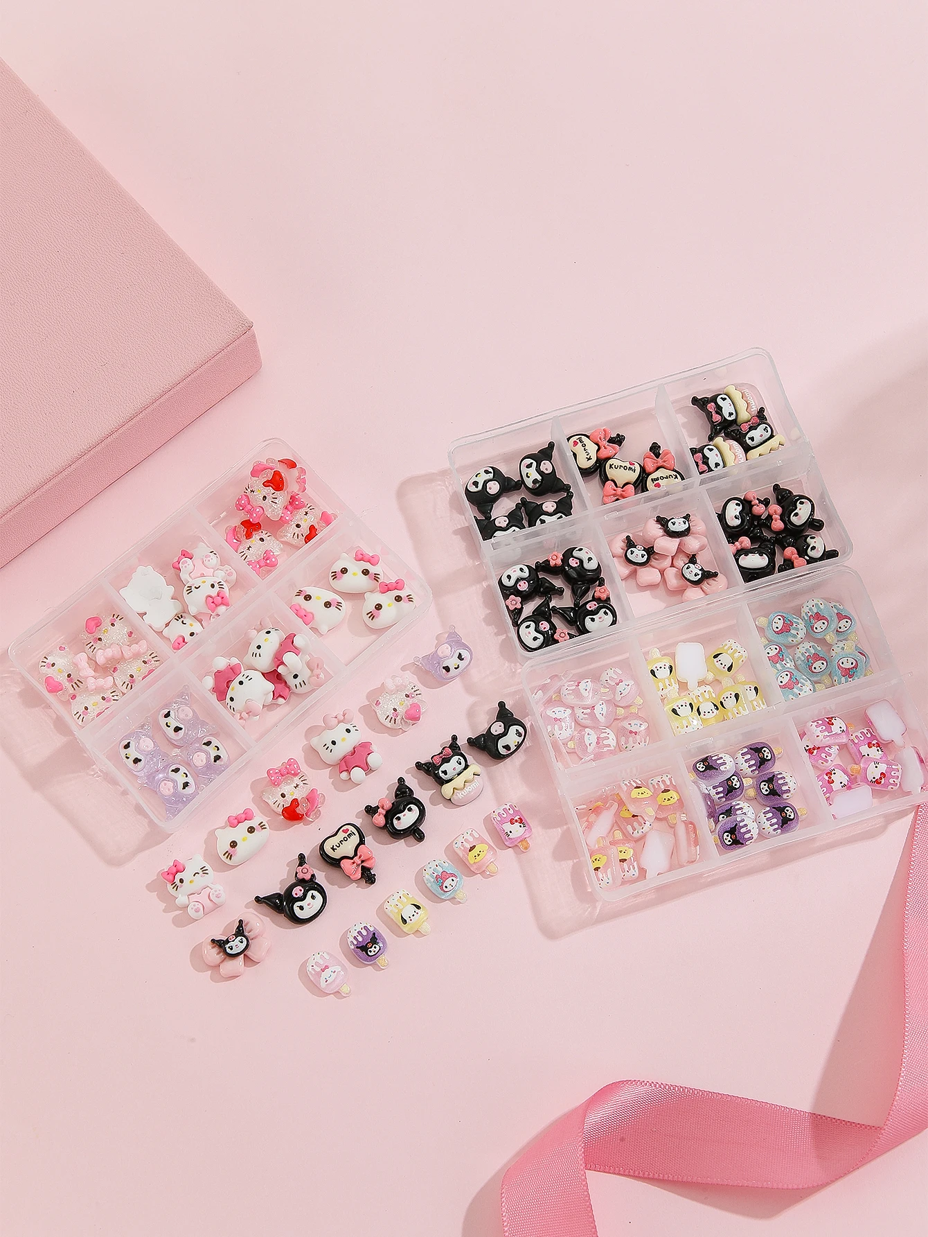 Cartoon nail accessories cute Hello Kitty series boxed matching design DIY nail art charm decoration