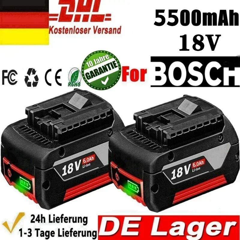 

2025NEW NEW For BOSCH Authentic 18V 6.0AH LITHIUM-ION BATTERY GBA 18V 6.0 AH 18V Professional GBA GSR GSB BAT618 BAT609 w/Fuel G