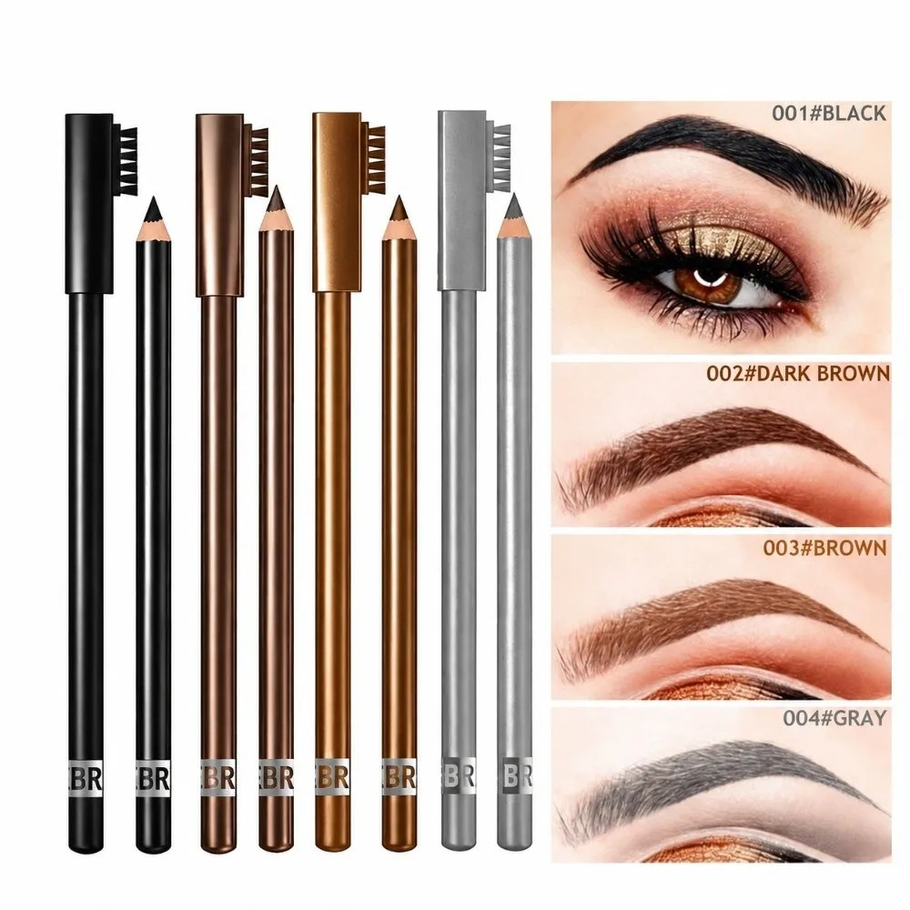 Natural Double-Ended Eyebrow Pencil Waterproof Long Lasting Makeup Pen 4 Colors Matte Finish Eyebrow Tool Daily Makeup