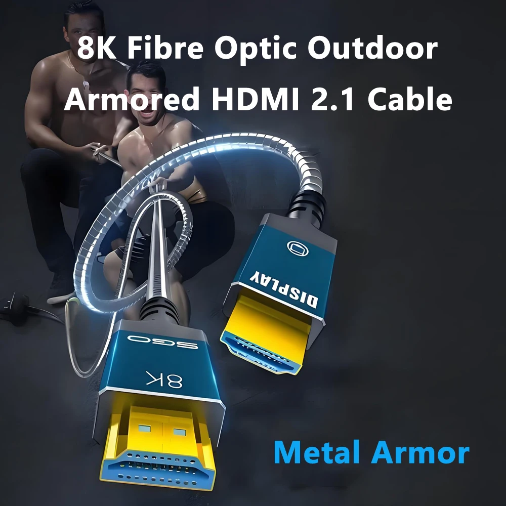 

Модернизированный наружный бронированный кабель HDMI 2.1 8K оптоволокна, сверхвысокая скорость, 48 Гбит/с, 8K при 60 Гц, 4K при 120 Гц Dolby Dynamic HDR eARC