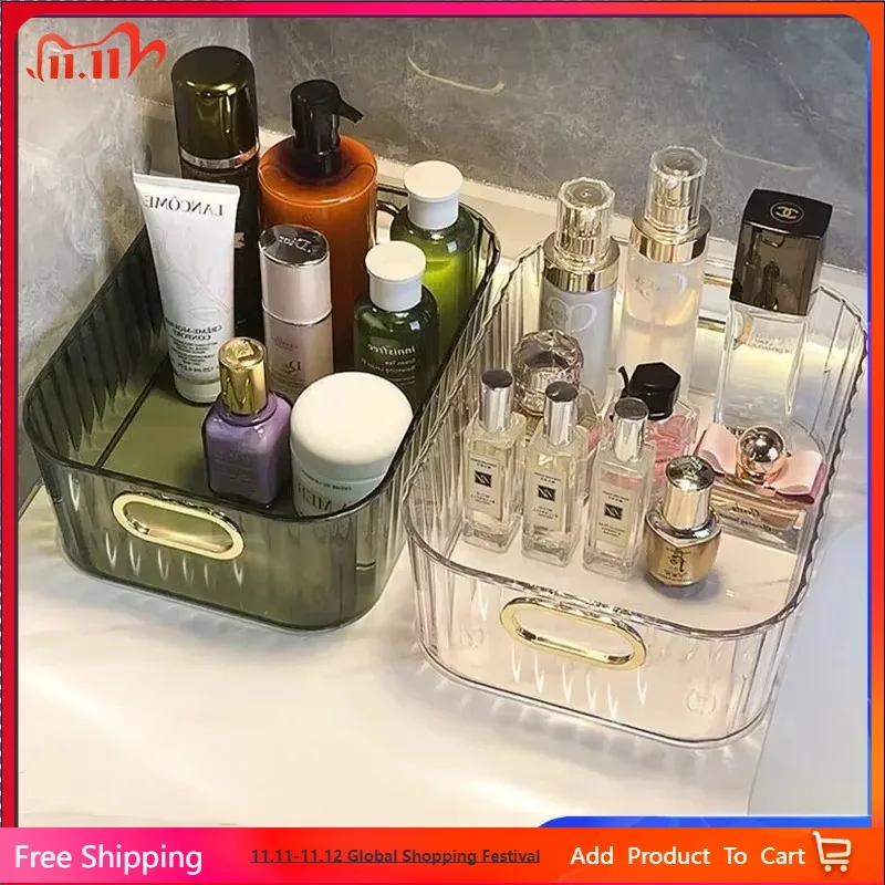 

Rectangular Desktop Cosmetic Storage Drawer Stackable Storage Box Acrylic Rack Sundries Snack Makeup Storage Basket Organizer