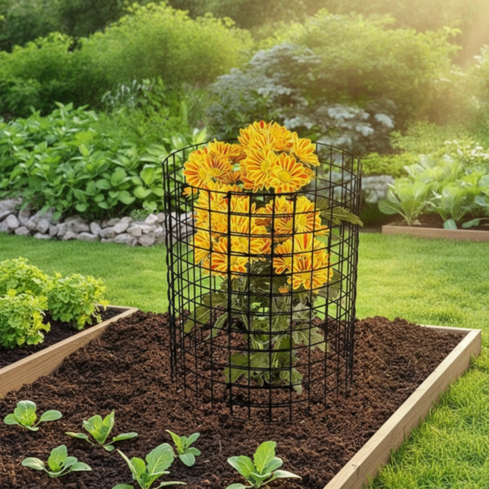 5 Pieces Garden Protector Breathable Carbon-Steel Plant Protection Cage Tree Guard Sturdy for Home Gardeners, Landscaped Yards