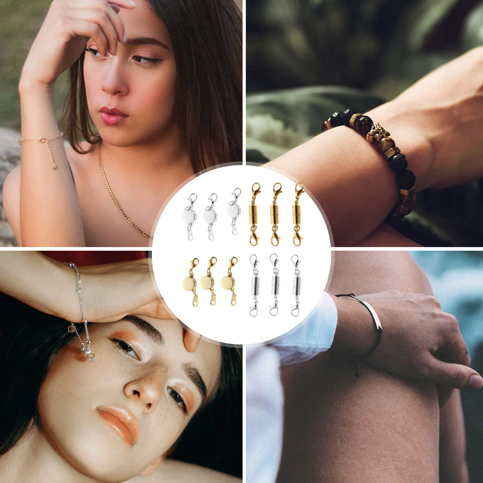 

12Pcs Magnetic Clasps Jewelry Buckle Connectors Easy Use for Necklace Bracelet DIY Jewelry Making Extension Buckle