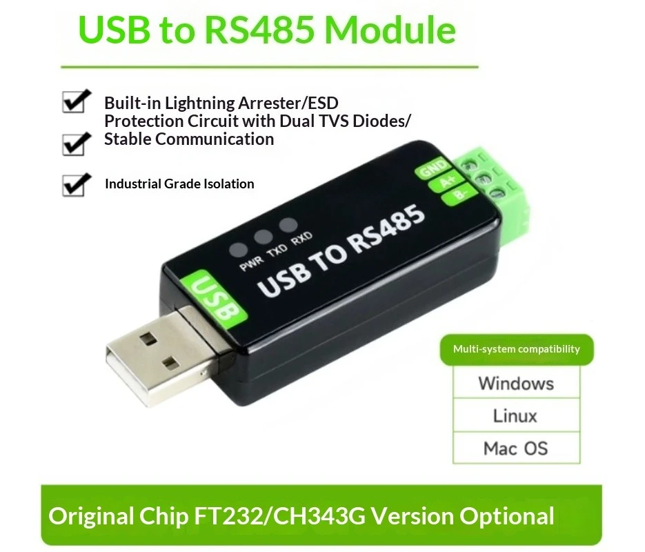 Industrial USB to RS485 Serial Communication Converter Isolated Signal Transmission Circuit Adapter Module