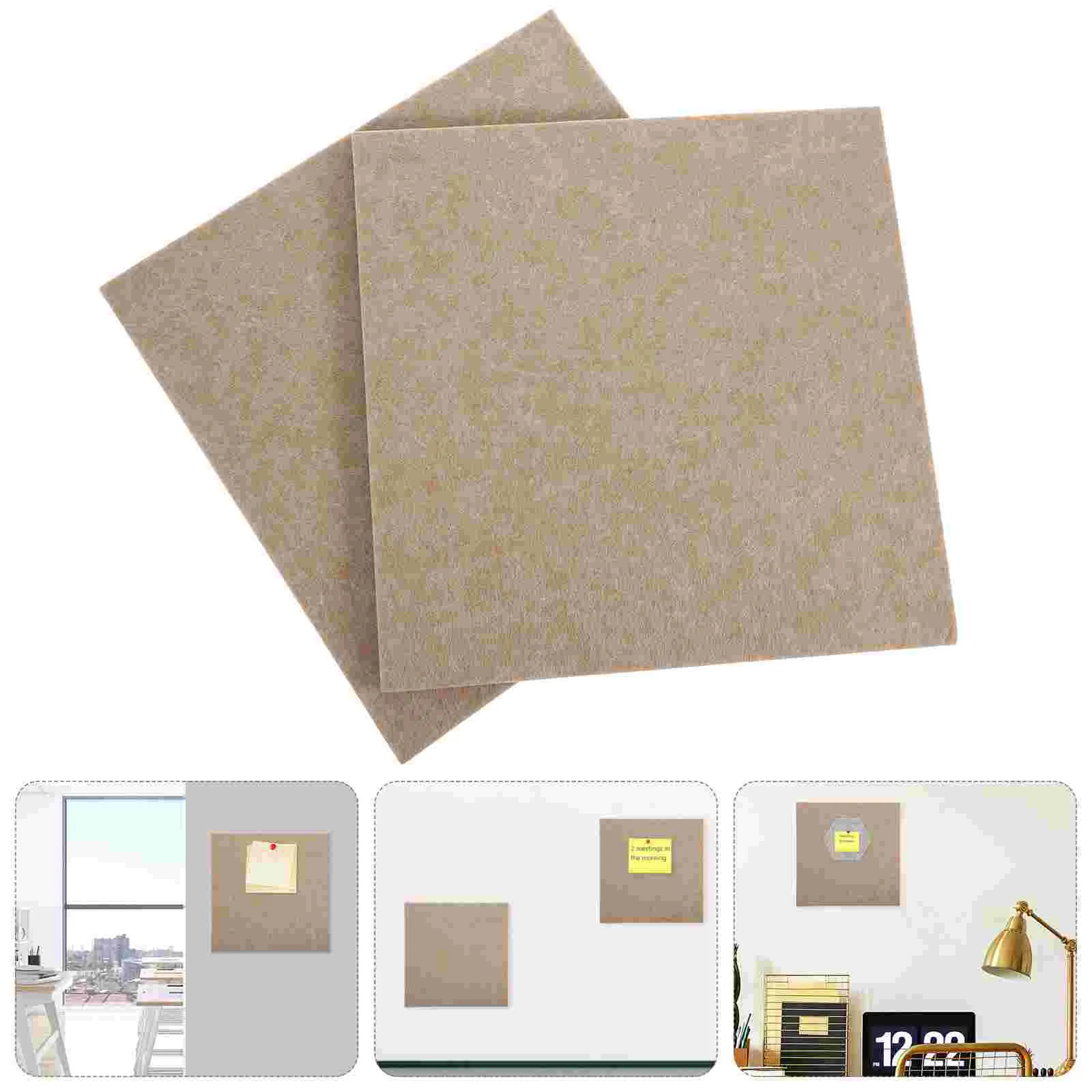 2 Pcs Decor Bulletin Board Tiles Boards Pin for Bedrooms Beige Felt Transparent Stickers