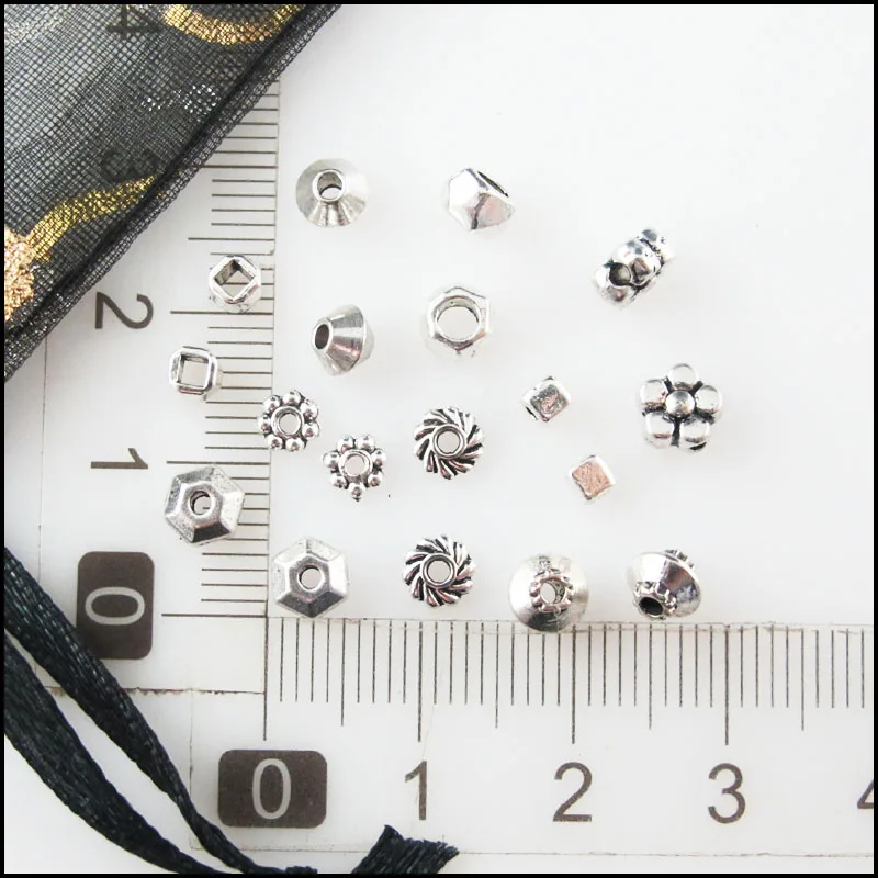 Fashion New Daisy Flower Cone Square Tiny Star Charms Spacer Bar Beads Tibetan Silver Plated