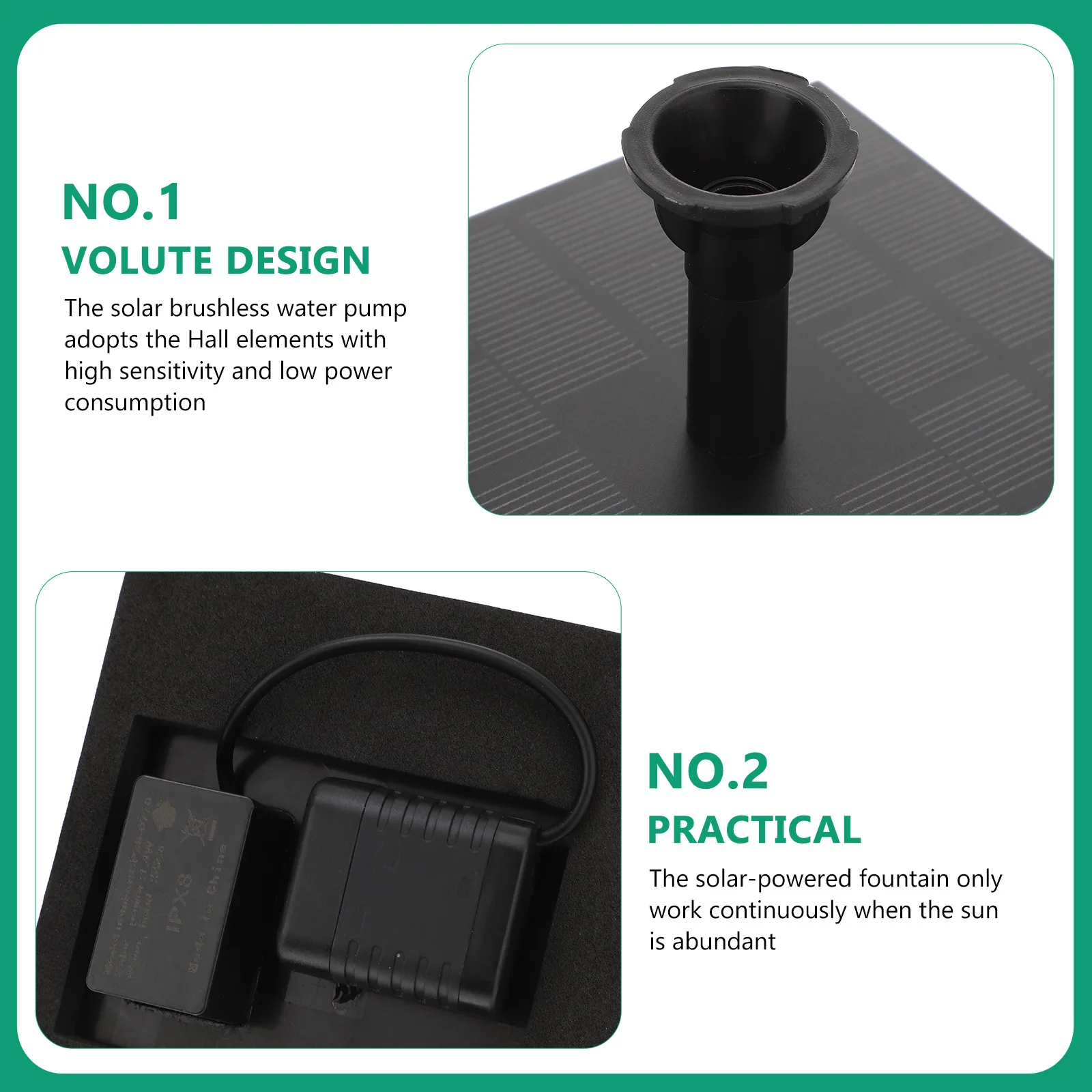 

1Pcs Solar Fountain Pump Square Design Waterproof for Outdoor Pond Pool Bird Bath Garden Fountain Water Feature Decoration