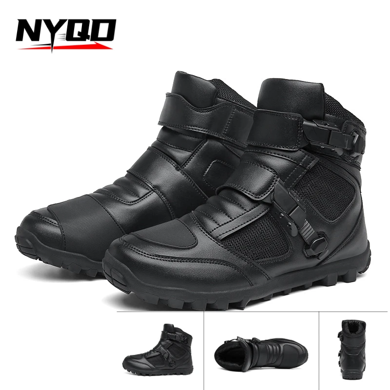 

Motorcycle Shoes Men/Women Red/Black Motocross Boots Men's Motorbike Bike Riding Shoe Self-Locking Botas Motociclista