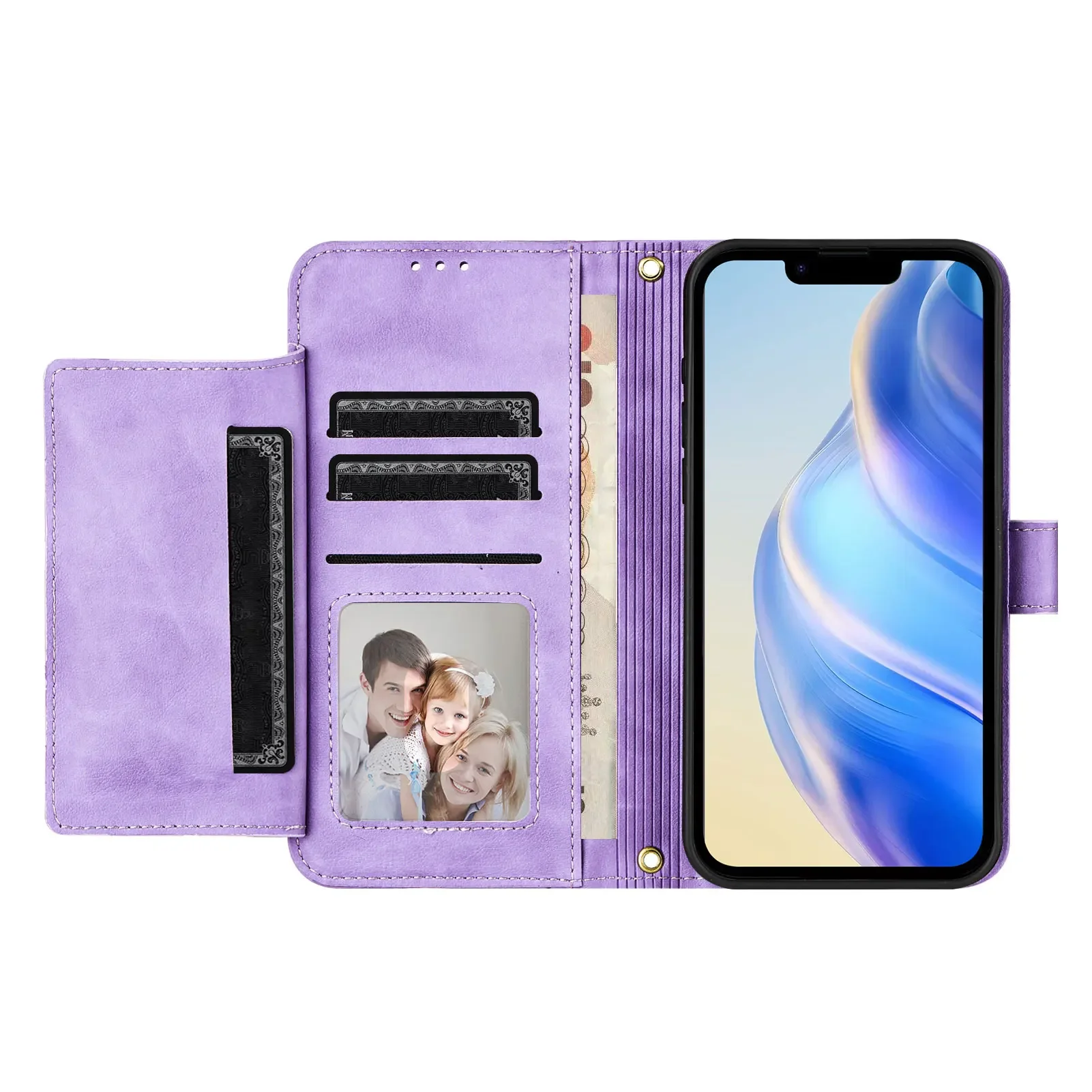 Funda tipo billetera de cuero Solt con tarjetas cruzadas con cremallera para POCO X7 Pro 5G X6 M6 M7Pro F6 F7 X6NEO, funda con correa de cordón largo
