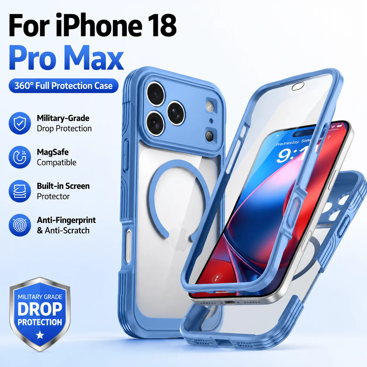Transparente, dreifach schützende, stoßfeste Schutzhülle für iPhone 18 Pro Max iPhone 17 PRO MAX - Stoßfeste Schutzhülle – Detail 4