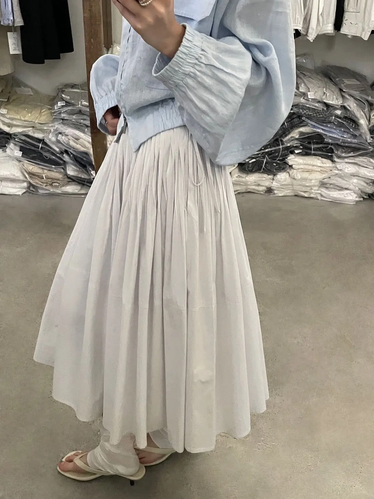 

High Waist A-Line Midi Skirt Women's Stylish Pleated Korean Style Versatile plus Size Spring Summer Autumn Fashion Trend