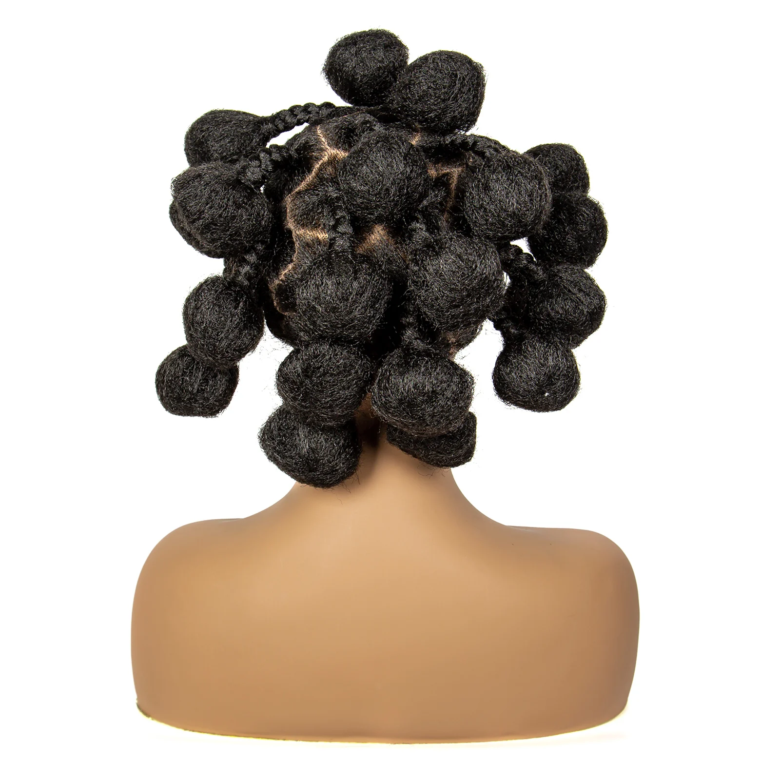 Pelucas trenzadas Bantu hechas a mano, peluca de encaje trenzado sin nudos de encaje completo sintético para mujeres negras, peluca de pelo trenzado corto con pelo de bebé