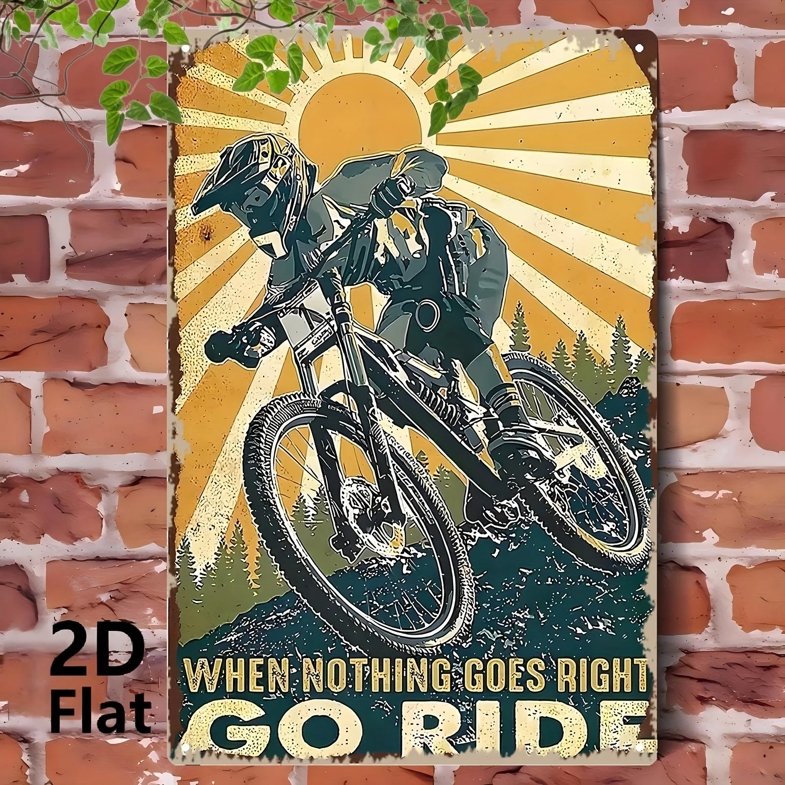 Vintage Mountain Biking Quote Metal Wall Decor Sign - 
