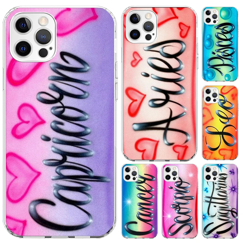 Aries Leo Libra Pisces Virgo Capricorn Phone Case for Iphone 16 15 14 13 12 Mini 11 Pro Max X XS XR 7 Plus 8 SE 2020 Soft Funda