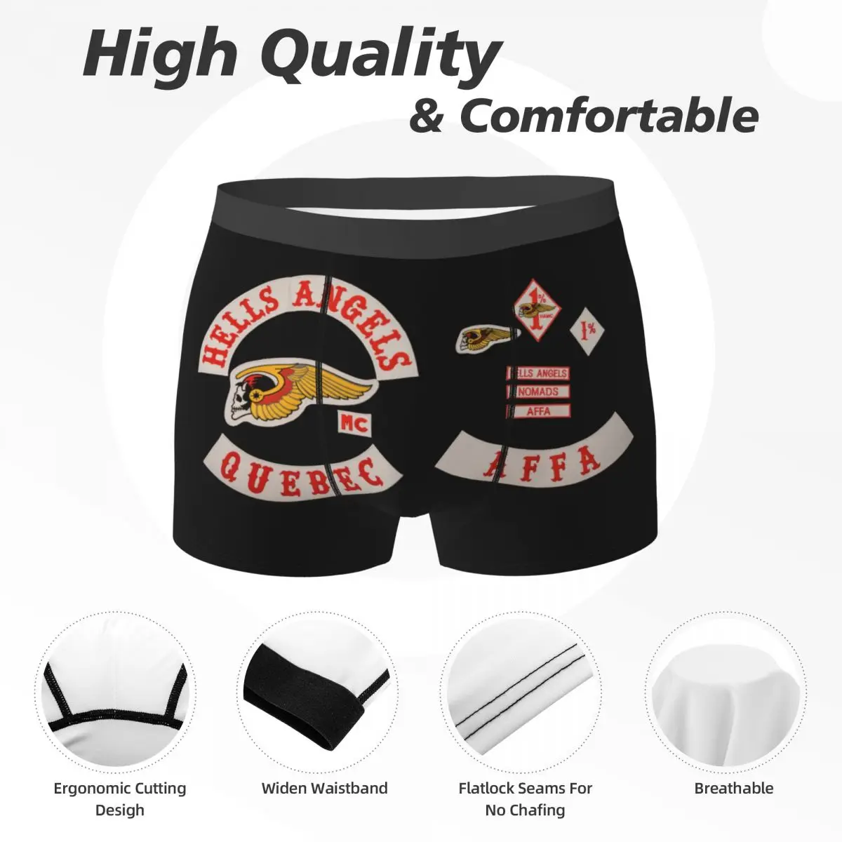 Hells Angels Logo Boxer Shorts para Homens, Cuecas Boxer, Calcinhas Masculinas, Roupa Interior Ventilada, Presentes de Namorado