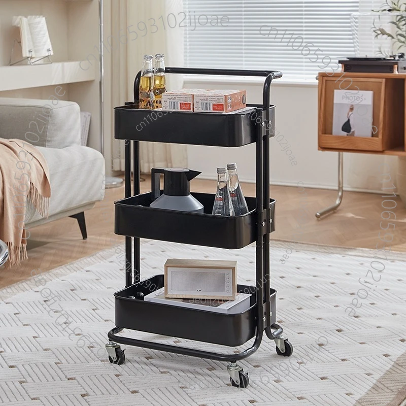 Home Use Trolley Storage Rack Kitchen Floor-Standing Multi-Tier Snack Storage Shelf Bathroom Large Storage Rack