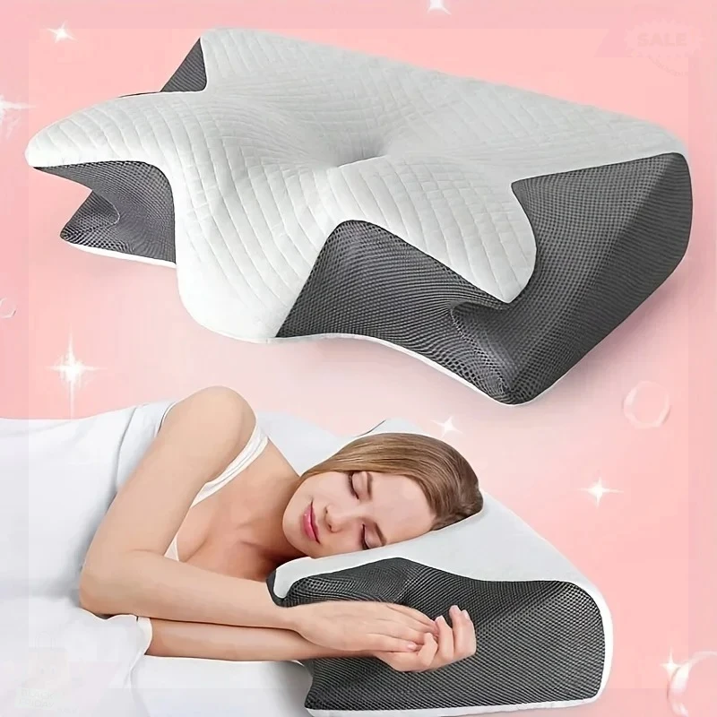 Neck Pillow Deep Sleep Shoulder Relaxation Ergonomic Contour Horn Design Support Cushion Suitable for All Sleepers