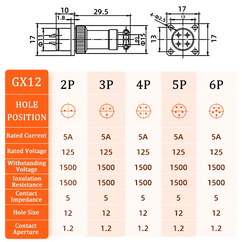 5/10 Sets GX12 GX16 GX20 Flange Butting Type Aviation Plug &Socket 2/3/4/5/6/7/8/9/10/12/14/15 Pin Male&Femal Connectors Coppe