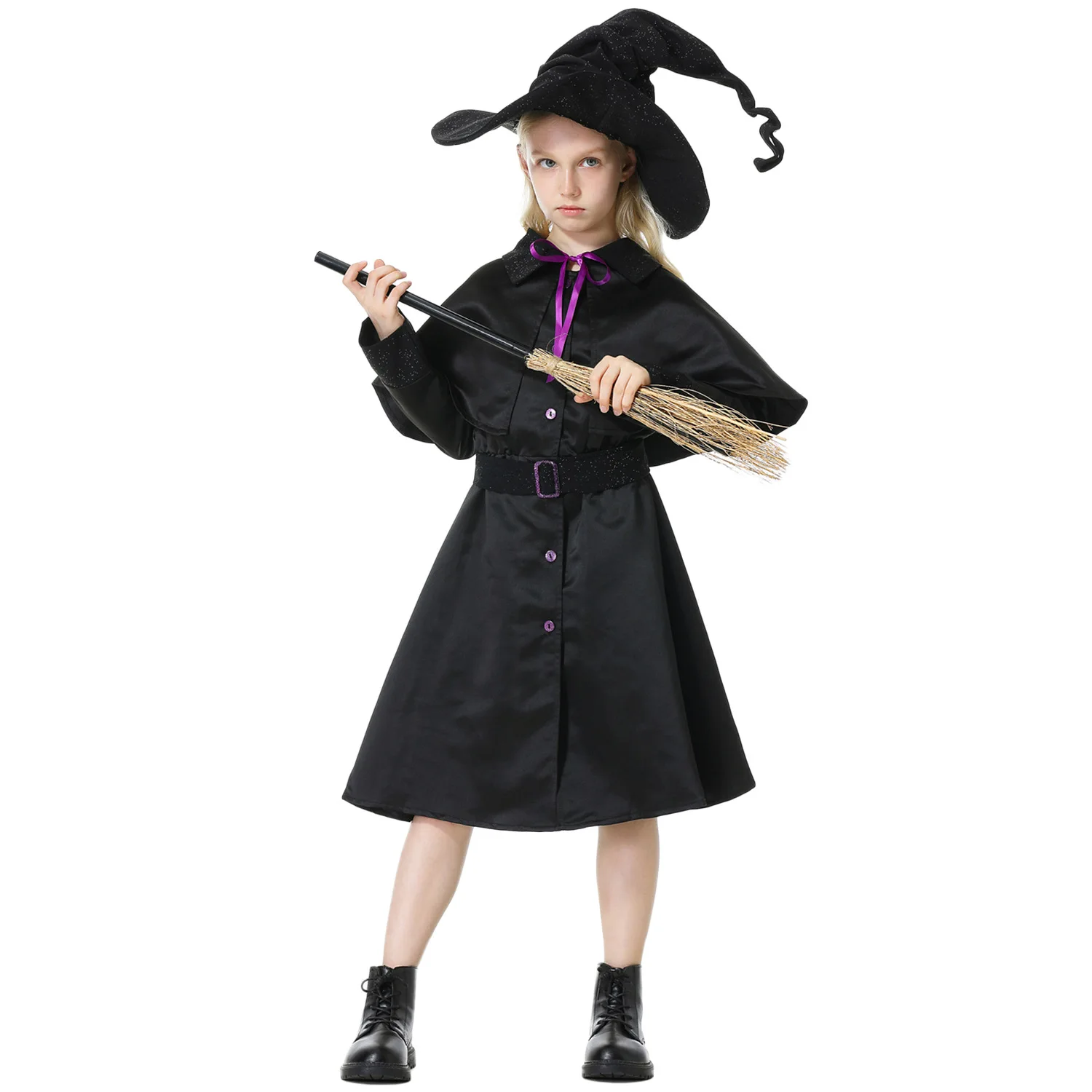 

Children's Witch Costume Halloween Girl Witch Outfit Role Play Festival Performance Uniform Kids' Cosplay Clothing Traditiona...